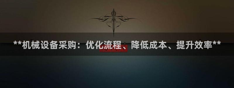 杏盛东24 35 53：**机械设备采购：优化流程、降低成本、提升效率**