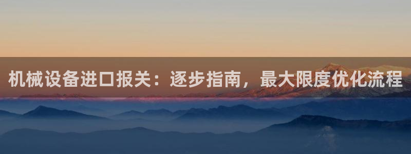 杏盛平台登录地址：机械设备进口报关：逐步指南，最大限度优化流程