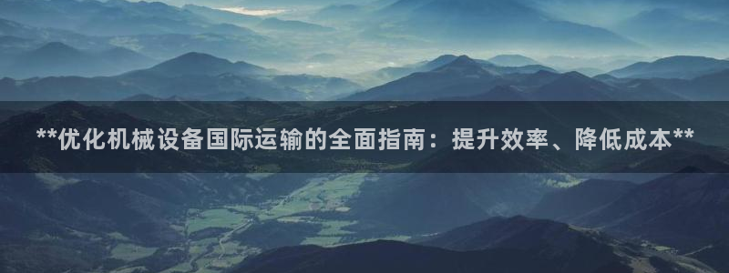 杏盛平台登陆：**优化机械设备国际运输的全面指南：提升效率、降低成本**
